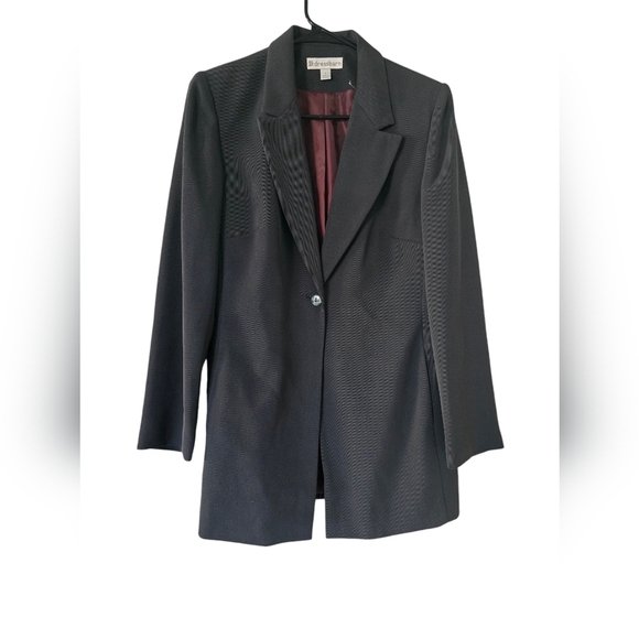 Dress Barn Long Blazer Women 6 Dark Green One Button Padded Career Exellent - Picture 1 of 11
